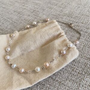 🪞 NEW authentic cultured pearls sterling silver luxury link necklace